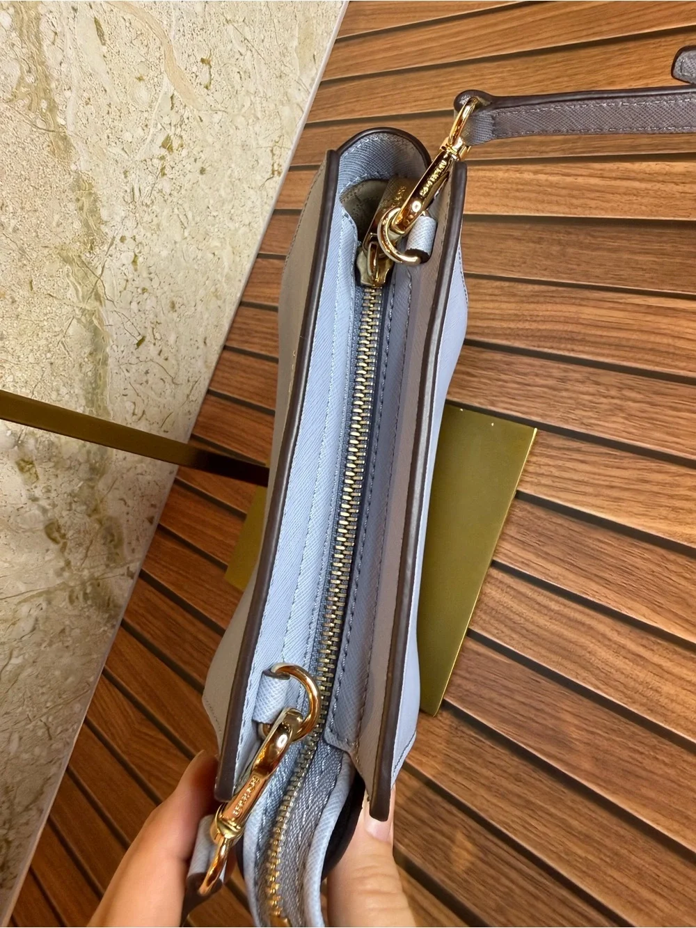 Michael Kors Selma Mini Saffiano Leather Blue Crossbody Bag 32H3GLMC1L